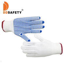 Bulk Custom Logo Design Polka Blue Nylon Knitted with Palm PVC Dotted Garden Work Hand Gloves Price